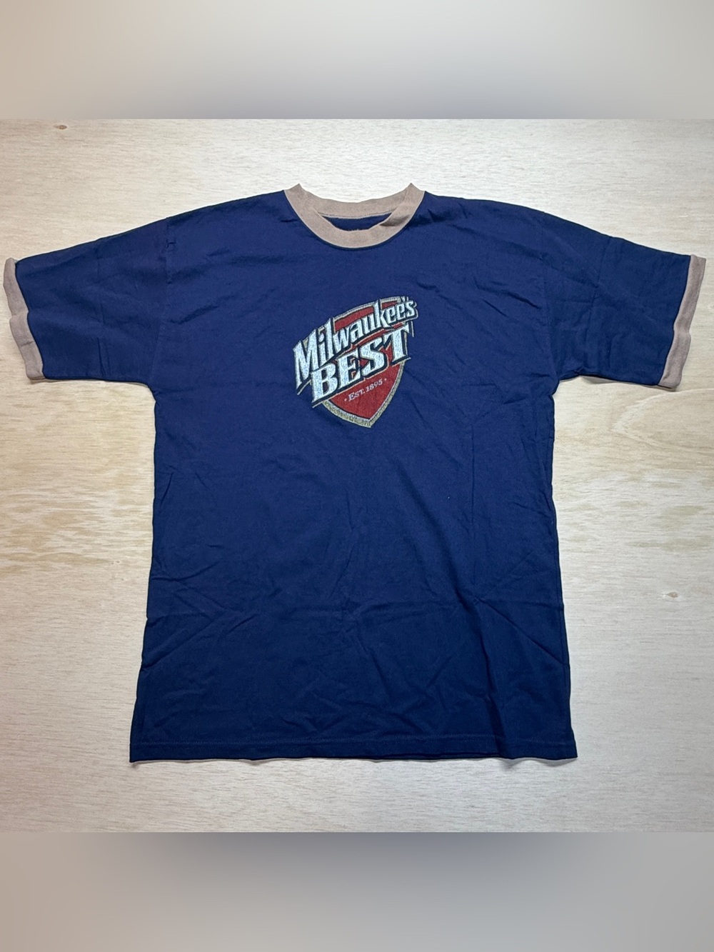 Vintage Milwaukee’s Best Beer Ringer Tee Sz L 90s Calpain Made in Canada